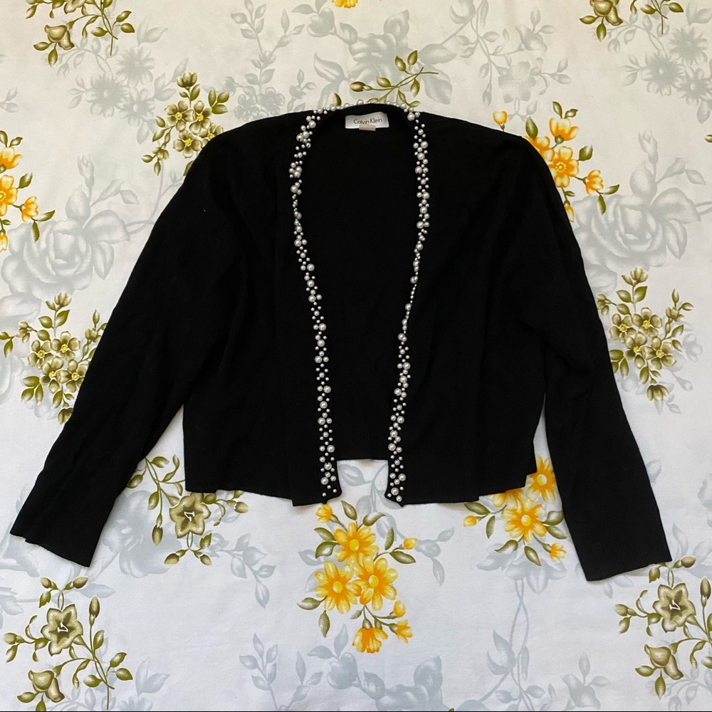 Calvin Klein Size PL Black Pearl Cardigan